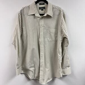 Vintage Men's Croft and Barrow 17/ 36 Cotton Blend Oxford Shirt gray stripe